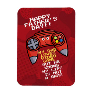 Funny Red Joystick Father's Day Greeting Magnet
