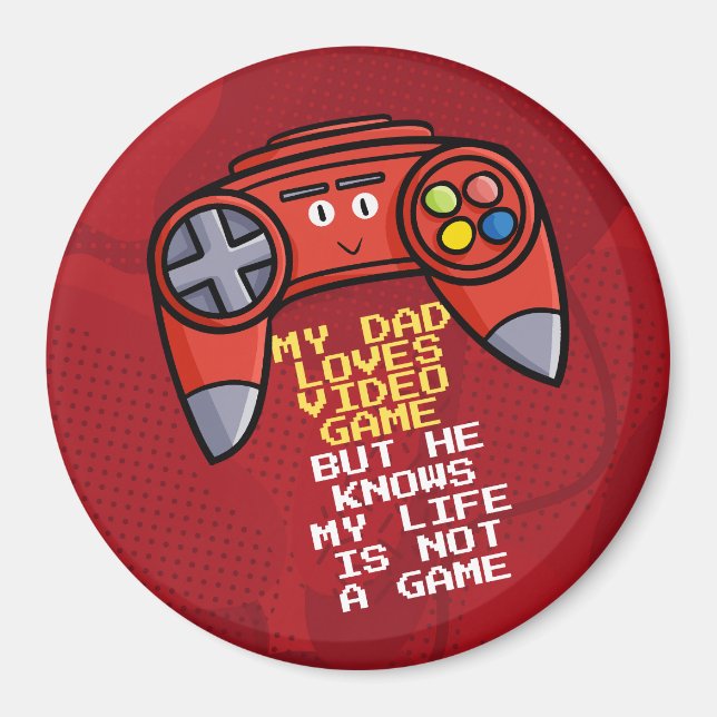 Funny Red Joystick Father's Day Greeting Magnet (Front)
