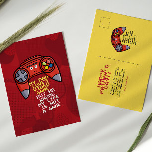 Funny Red Joystick Father's Day Postcard