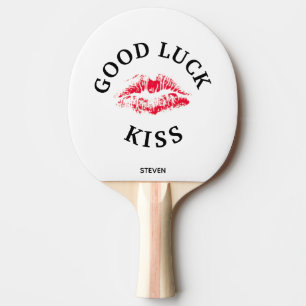 Funny Red Kiss Goodluck Valentines Personalised Ping Pong Paddle