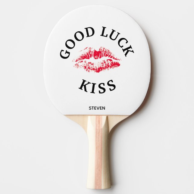 Funny Red Kiss Goodluck Valentines Personalised Ping Pong Paddle (Front)