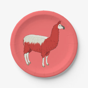 Funny Red Llama Paper Plate