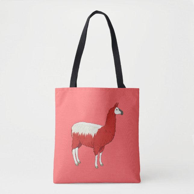 Funny Red Llama Tote Bag (Front)