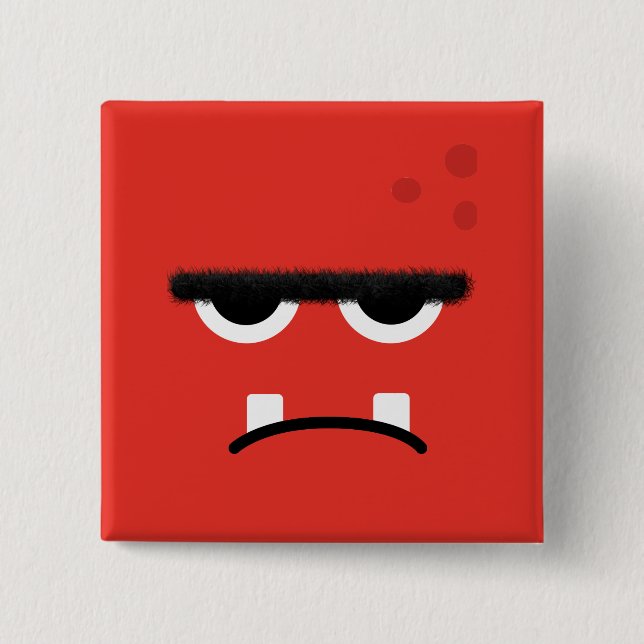 Funny Red Monster Face 15 Cm Square Badge (Front)