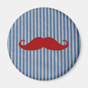 Funny Red Moustache And Blue White Stripes Magnet