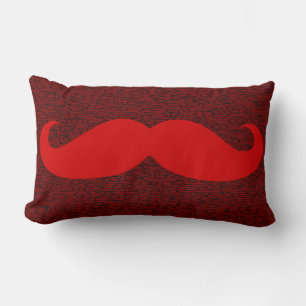 Funny Red Mustache on Leopard Skin Lumbar Cushion