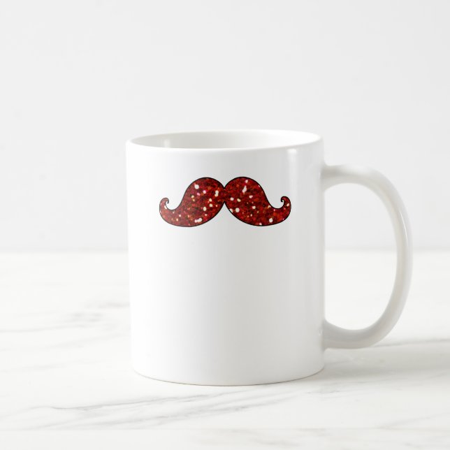FUNNY RED MUSTACHE PRINTED GLITTER COFFEE MUG (Right)