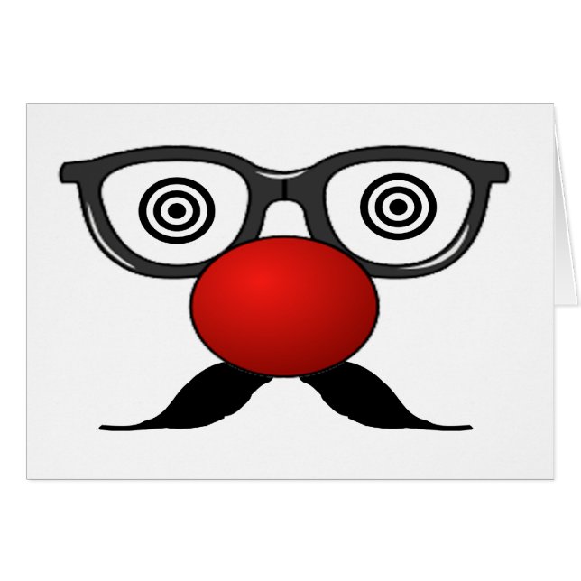 Funny Red Nose weird  eyes glasses moustache (Front Horizontal)
