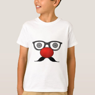Funny Red Nose weird eyes glasses moustache T-Shirt