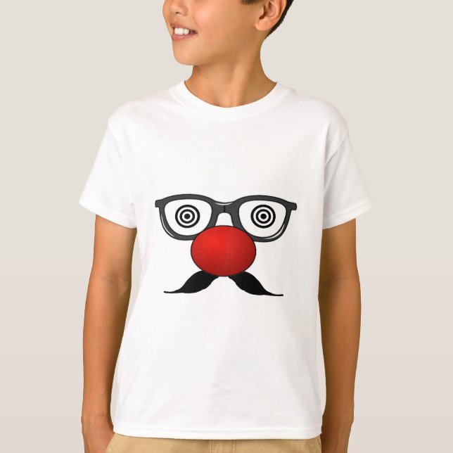 Funny Red Nose weird  eyes glasses moustache T-Shirt (Front)