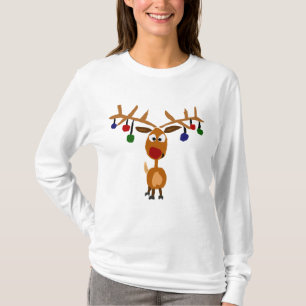 Funny Red Nosed reindeer Christmas Art T-Shirt