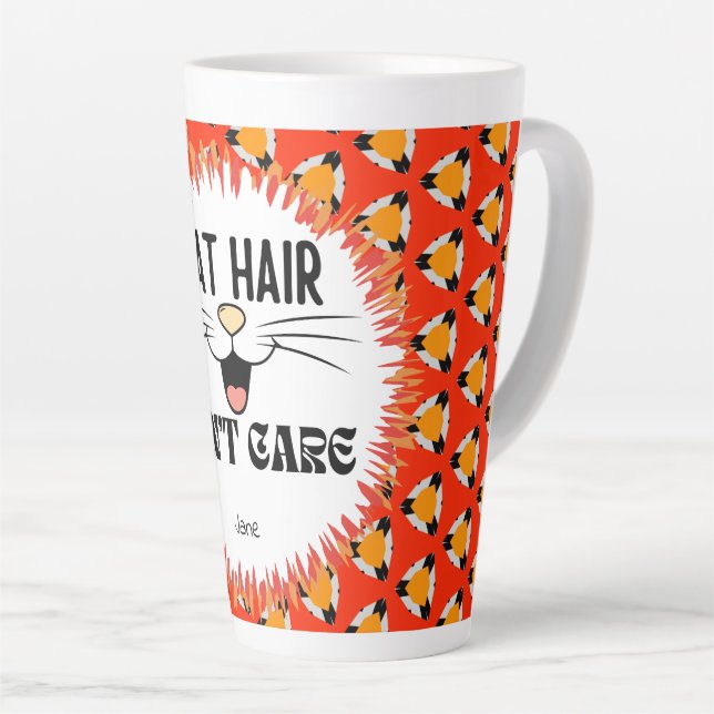 Funny Red Orange Black Cat Lover Latte Mug (Right Angle)