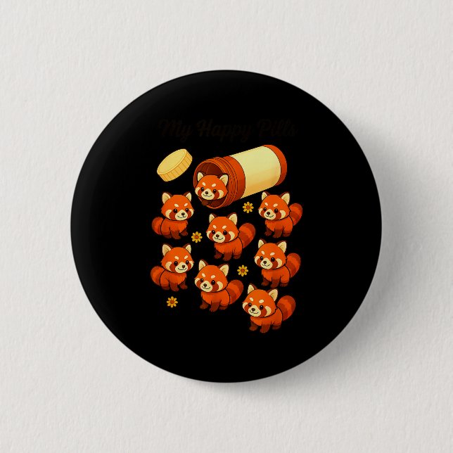 Funny Red Panda My Happy Lls Animal Lover Boys Gir 6 Cm Round Badge (Front)