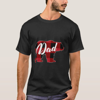 Funny Red Plaid Buffalo Bear Apparel Dad Pajama T-Shirt