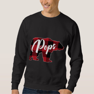 Funny Red Plaid Buffalo Bear Apparel, Pops Pajama Sweatshirt