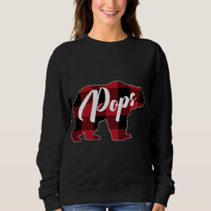 Funny Red Plaid Buffalo Bear Apparel, Pops Pajama Sweatshirt