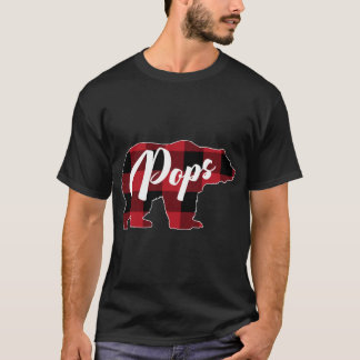 Funny Red Plaid Buffalo Bear Apparel, Pops Pajama T-Shirt