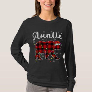Funny Red Plaid Christmas Lights Auntie Bear Xmas T-Shirt
