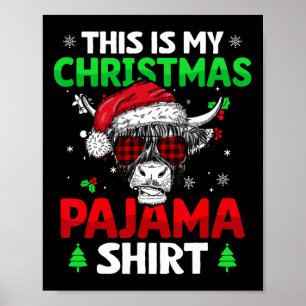 Funny Red Plaid This Is My Christmas Cow Pajama Xm Poster