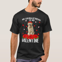 Funny Red Rose Flower Heart Golden Retriever Dog V