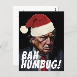 Funny Red Santa Hat Trump Ugly Christmas Postcard