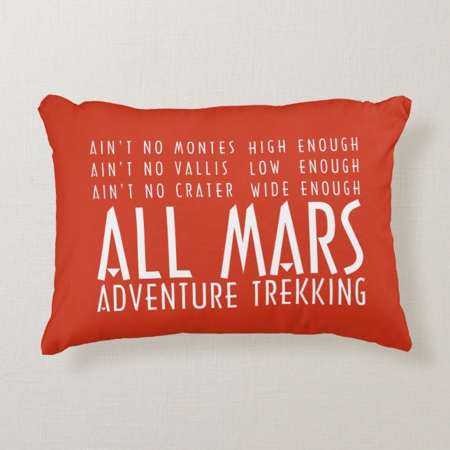 Funny Red White All Mars Trekking Adventure Decorative Cushion (Front)