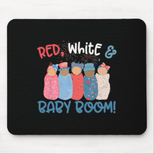 Funny Red White And Baby Room Born On The Fourth O Mouse Pad