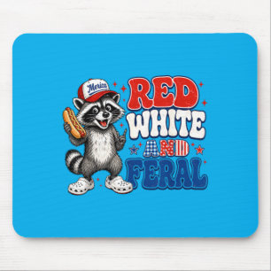 Funny Red-White And Feral Racoon Patriotic 4th Of Mouse Pad