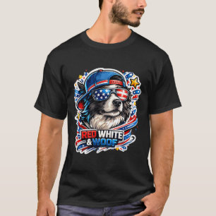 Funny red white and woof border collie dog T-Shirt