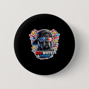Funny red white and woof cane corso dog patriotic 6 cm round badge