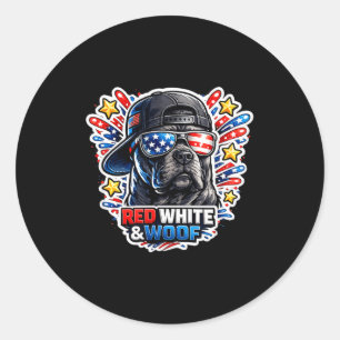 Funny red white and woof cane corso dog patriotic classic round sticker
