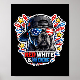 Funny red white and woof cane corso dog patriotic poster