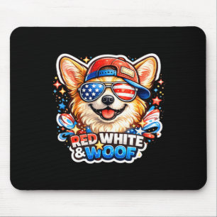 Funny red white and woof corgi dog patriotic usa mouse pad