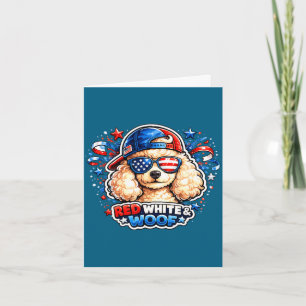Funny red white and woof poodle dog patriotic usa  card