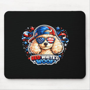 Funny red white and woof poodle dog patriotic usa mouse pad