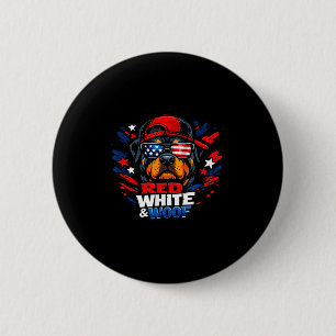 Funny red white and woof rottweiler dog patriotic 6 cm round badge