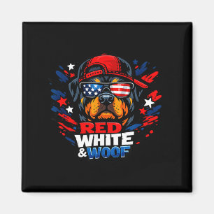 Funny red white and woof rottweiler dog patriotic magnet