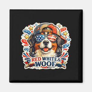 Funny red white and woof saint bernard dog magnet