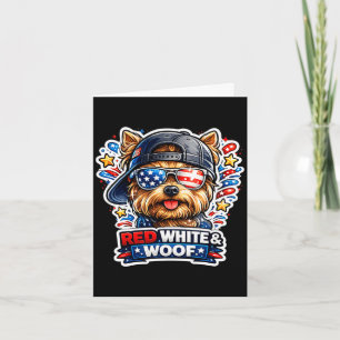 Funny red white and woof yorkshire terrier dog card