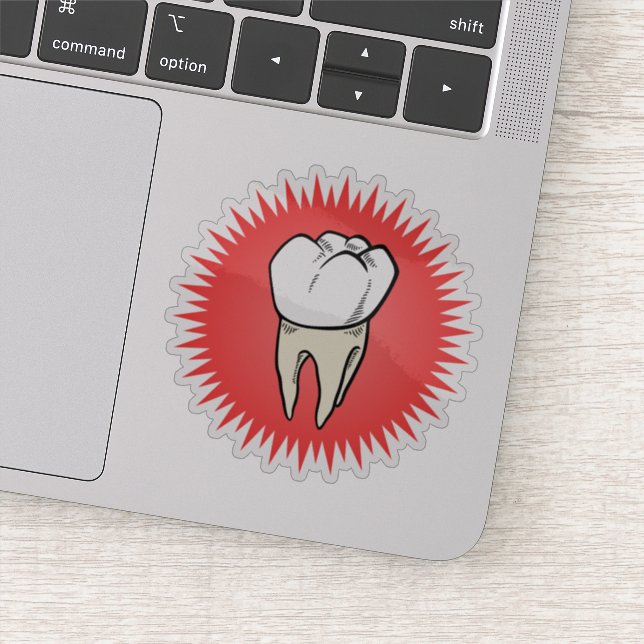 Funny Red White Beige Extracted Molar Starburst (Detail)