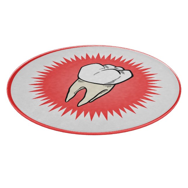 Funny Red White Beige Extracted Molar Starburst Cutting Board (Corner)