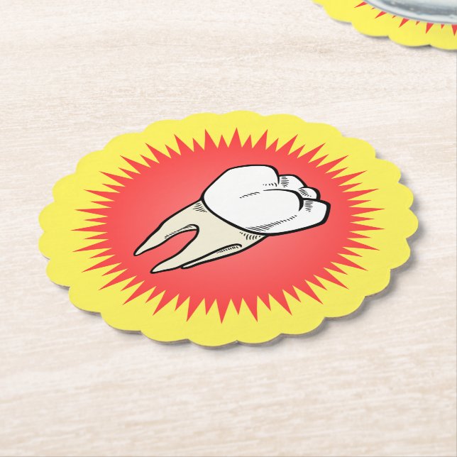 Funny Red White Extracted Molar Starburst Paper Coaster (Angled)