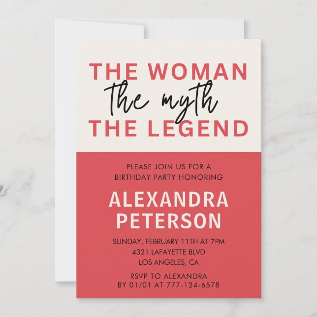 Funny Red Woman Myth Legend 99th birthday Invitation (Front)