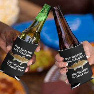 Funny Redfish Calling Fishing Quote Fisherman Slay Can Cooler