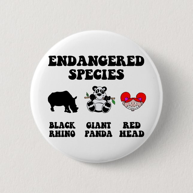 Funny redhead 6 cm round badge (Front)