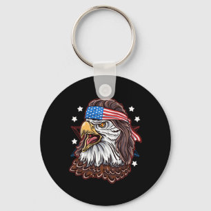 Funny Redneck 80s Patriotic Proud Mullet American  Key Ring