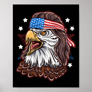 Funny Redneck 80s Patriotic Proud Mullet American  Poster