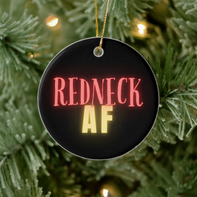Funny Redneck AF Neon Personalised Ceramic Ornament (Tree)