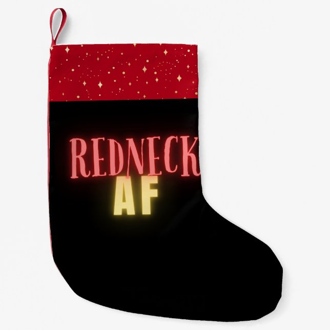 Funny Redneck AF Neon Personalised Small Christmas Stocking (Front)