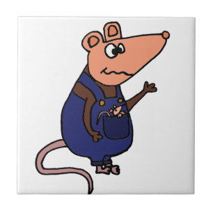 Funny Redneck Possum in Overalls Ceramic Tile